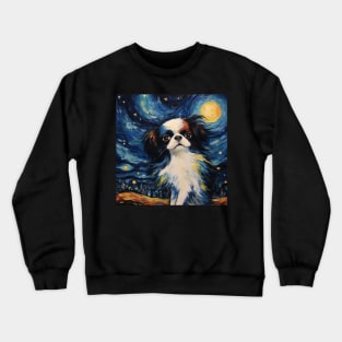 Japanese Chin Portrait Painting Crewneck Sweatshirt